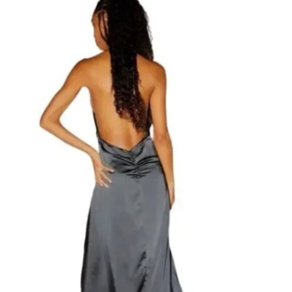 NWT Free people Dance Til Dawn black satin halter dress size Large - Picture 2 of 6